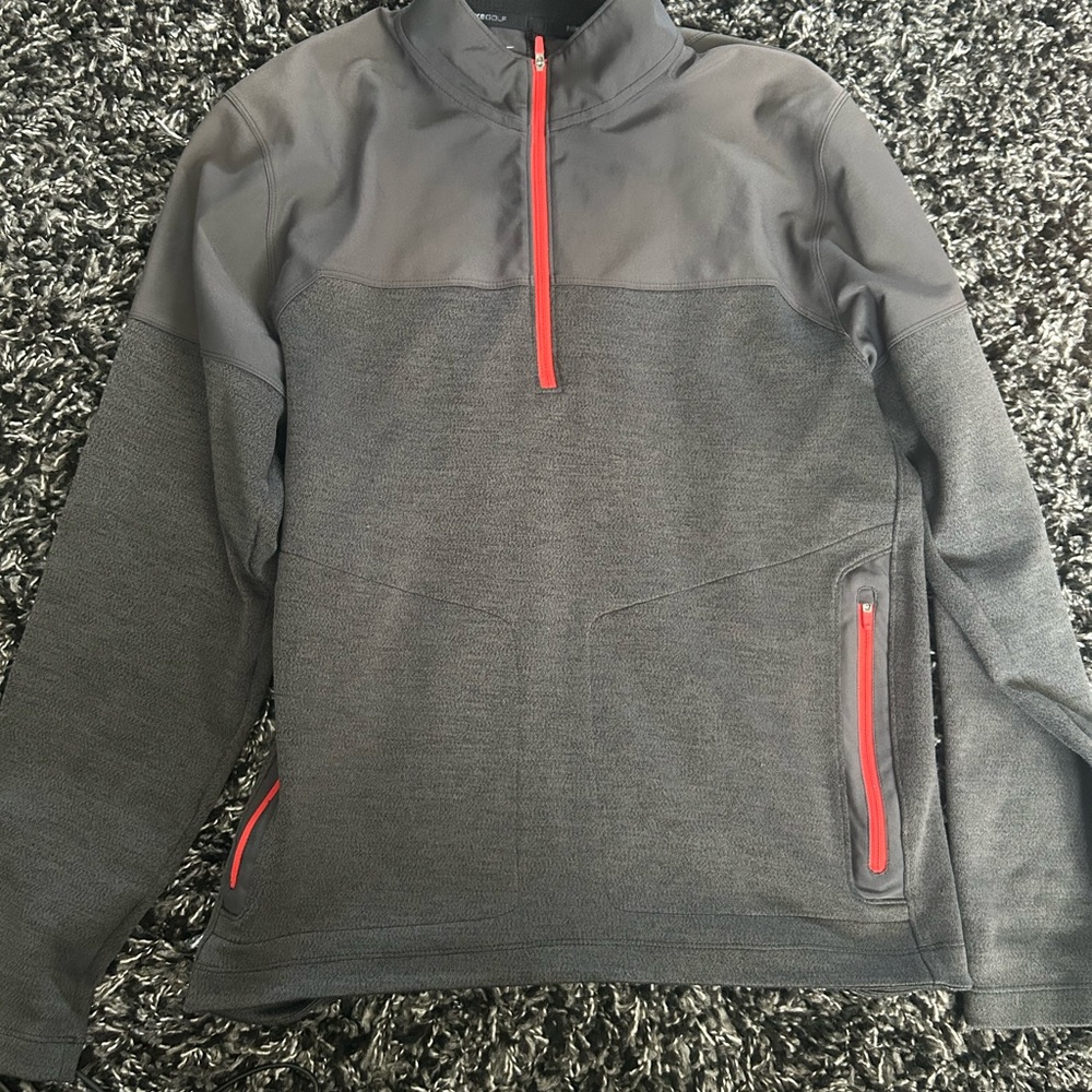 Nike Gray and Red Zip Up Sweater Size S